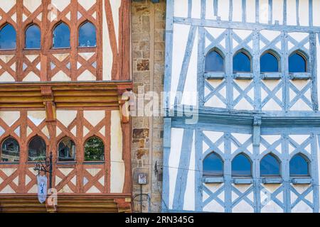 Frankreich, Cotes-d'Armor, Guingamp, Centre Square im Herzen der Stadt, Fachwerkhäuser aus dem 15. Und 16. Jahrhundert Stockfoto