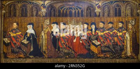 Frankreich, Paris, Musée de Cluny - Musée national du Moyen-Age (Mittelaltermuseum im ehemaligen Hotel de Cluny), die Familie Jouvenel des Ursins in Gebetsmalerei auf Holz um 1450 aus der Kapelle Saint-Guillaume in Notre-Dame Stockfoto