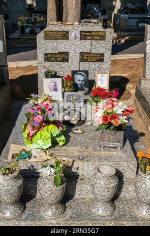 Frankreich, Herault, Sete, Friedhof Le Py, Grab des Sängers und Songschreibers Georges Brassens Stockfoto