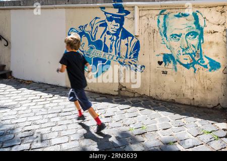 Frankreich, Herault, Sete, Hommage an Georges Brassens auf dem Place Léon Blum Stockfoto