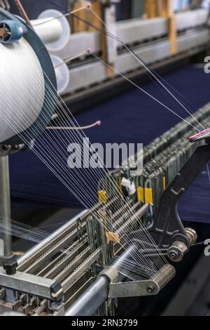 Frankreich, Gard, Nimes, Guillaume Sagot, Gründer des Ateliers de Nîmes, das die Herstellung traditioneller Denim-Stoffe wieder aufnahm Stockfoto