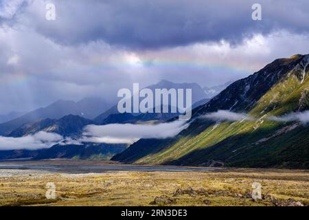 Neuseeland, South Island, Canterbury Region, Mount Cook Nationalpark, Lake Tasman Track Stockfoto