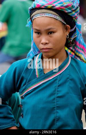 Vietnam, Ha Giang, Sünde Mann ou Xin Mann Bezirk, Sin Mann Markt, ethnische Minderheit der Nung Stockfoto