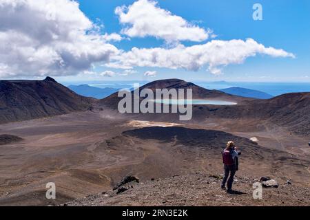 Neuseeland, Nordinsel, Tongariro National Park ist der erste Nationalpark Neuseelands und der vierte der Welt, ein UNESCO-Weltkulturerbe, auf dem Tongariro Alpine Crossing Wanderweg Stockfoto