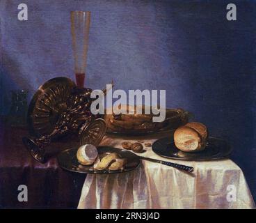 Stillleben mit Hähnchenbraten von Adriaen Jansz Kraen Stockfoto