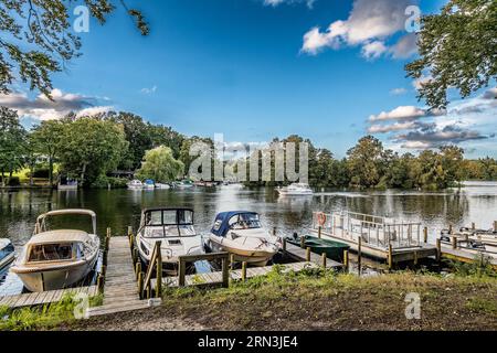 Landeplatz auf dem Campingplatz Skyttehuset in der Nähe von Silkeborg im dänischen Hochland des Sees, Dänemark Stockfoto