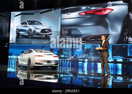 (150420) -- SHANGHAI, 20. April 2015 -- Roland Kruger, Präsident von Infiniti, der Luxusfahrzeugsparte des japanischen Automobilherstellers Nissan, spricht bei einer Mittagszeremonie während der Auto Shanghai 2015, Shanghai in Ostchina, 20. April 2015. Insgesamt wurden 1.343 komplette Fahrzeuge ausgestellt, darunter 103 Fahrzeuge mit neuer Energie und 47 Konzeptfahrzeuge. ) (mp) CHINA-SHANGHAI-AUTO SHOW (CN) HaoxYalin PUBLICATIONxNOTxINxCHN Shanghai 20. April 2015 Roland Kruger Präsident von Infiniti die Luxury Vehicle Division von japanischem Nissan spricht BEI einer Mittagszeremonie während des Car Shanghai 2015 East China S Shangh Stockfoto