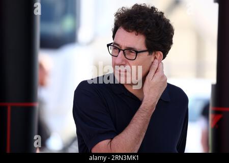 Monza, Italien. August 2023 31. Ehemaliger Teamchef von Scuderia Ferrari Mattia Binotto im Fahrerlager bei Vorschauen vor dem F1 Grand Prix of Italy im Autodromo Nazionale am 31. August 2023 in Monza, Italien. Dank: Marco Canoniero/Alamy Live News Stockfoto