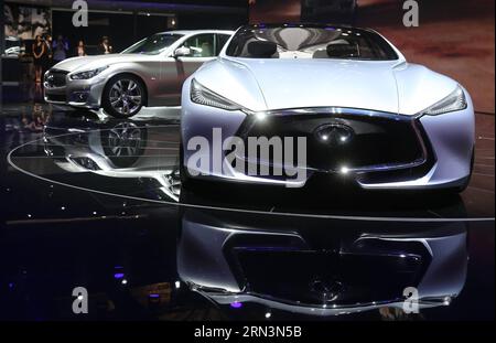 (150422) -- SHANGHAI, 22. April 2015 -- ein Infiniti Concept Car Q80 wird auf der Shanghai International Automobile Industry Exhibition 2015 in Shanghai, China, am 22. April 2015 ausgestellt. Insgesamt wurden 1.343 komplette Fahrzeuge ausgestellt, darunter 103 inländische und internationale Fahrzeuge mit neuer Energie sowie 47 Konzeptfahrzeuge. ) (zhs) CHINA-SHANGHAI-AUTO SHOW (CN) PeixXin PUBLICATIONxNOTxINxCHN Shanghai 22. April 2015 bis Infiniti Concept Car Q80 WIRD AUF DER Shanghai International Automobiles Industry Exhibition 2015 in Shanghai gezeigt China 22. April 2015 insgesamt 1 343 komplette FAHRZEUGE wurden inklusive ausgestellt Stockfoto