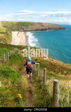 Porth Ceiriad Strand am Wales Coast Path auf der Llyn Halbinsel, Gwynedd, Wales Stockfoto