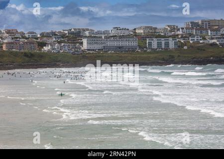 Fistral Beach on a Sunday 23/07/2023, Newquay, Cornwall, Großbritannien Stockfoto