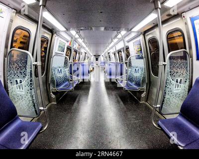 [U-Bahn WASHINGTON DC] U-Bahn WASHINGTON DC, USA – in einem der neuen Waggons der U-Bahn Washington DC. Stockfoto