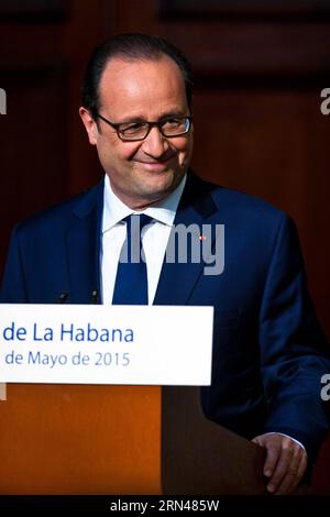 (150511) -- HAVANNA, 11. Mai 2015 -- der französische Präsident Francois Hollande hält eine Rede an der Universität von Havanna, Kuba, 11. Mai 2015. Francois Hollande forderte ein Ende des US-Embargos gegen Kuba. KUBA-HAVANNA-FRANCE-HOLLANDE-SPEECH LiuxBin PUBLICATIONxNOTxINxCHN 150511 Havanna 11. Mai 2015 französischer Präsident Francois Hollande hält eine Rede AN der Universität von Havanna Kuba 11. Mai 2015 Francois Hollande fordert ein Ende des US-Embargos GEGEN Kuba Havanna France Hollande Speech LiuxBin PUBLICATINxCHN Stockfoto