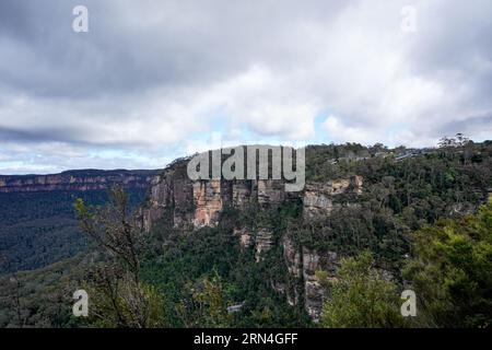 Sydney, Australien. August 2023. Sydney, Australien, 18. August 2023: Allgemeiner Blick auf die Skyway-Station Scenic World und die Blue Mountains im Blue-Mountains-Nationalpark in Sydney, New South Wales, Australien. (Daniela Porcelli/SPP) Credit: SPP Sport Press Photo. Alamy Live News Stockfoto