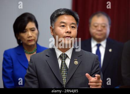 (150522) -- WASHINGTON D.C., 21. Mai 2015 -- US-Kongressabgeordneter Ted Lieu spricht auf einer Pressekonferenz auf dem Capitol Hill in Washington D.C., USA, am 21. Mai 2015. 22 Mitglieder des US-Kongresses forderten am Donnerstag die Generalstaatsanwältin Loretta Lynch auf, die gegen einen chinesisch-amerikanischen Hydrologen erhobenen Spionageanklagen zu überprüfen. US-WASHINGTON D.C.-SPY-FALL YinxBogu PUBLICATIONxNOTxINxCHN 150522 Washington D C 21. Mai 2015 US-Kongressabgeordneter Ted Lieu spricht AUF einer Pressekonferenz AUF DEM Kapitol Hill in Washington D C die Vereinigten Staaten AM 21. Mai 2015 Stockfoto