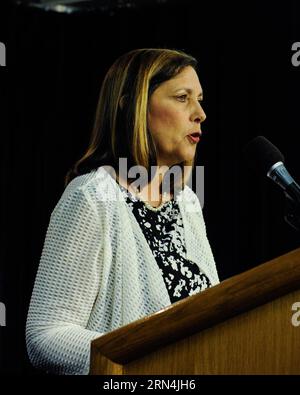 (150522) -- WASHINGTON D.C., 22. Mai 2015 -- Josefina Vidal, Direktorin für US-Angelegenheiten im kubanischen Außenministerium, spricht während der Pressekonferenz nach der letzten Gesprächsrunde zwischen Washington und Havanna im Außenministerium von Washington D.C., Hauptstadt der Vereinigten Staaten, 22. Mai 2015. Die Vereinigten Staaten und Kuba schlossen ihre zweitägigen Gespräche hier am Freitag ohne Vereinbarung über die Wiedereröffnung von Botschaften ab, einigten sich aber darauf, in den kommenden Wochen mehr zu treffen. ) US-WASHINGTON D.C.-KUBA-DIPLOMATISCHE BEZIEHUNGEN-PRESSEKONFERENZ BaoxDandan PUBLICATIONxNOTxINxCHN 150522 Washington D C 22. Mai 2015 Josefin Stockfoto