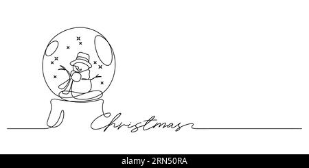 weihnachtskugel Schneemann Kristall magische Kugel dekorativ feiern Weihnachten festlich und Winter Saison eine Linie Zeichnung Vektor Illustration. Stock Vektor