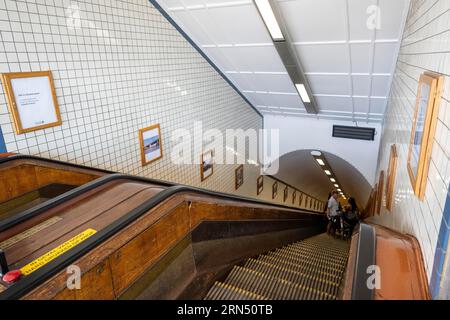 Sint Anna Tunnel, Voetganger Tunnel St Anna, St. Anna Fußgängertunnel, Antwerpen, Flandern, Belgien Stockfoto