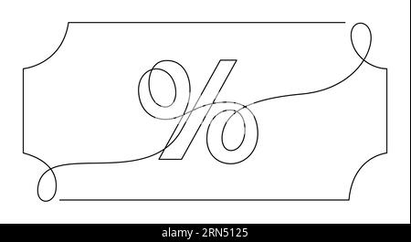 Prozentzeichen in Vektor-Illustration mit fortlaufender Linienzeichnung Stock Vektor