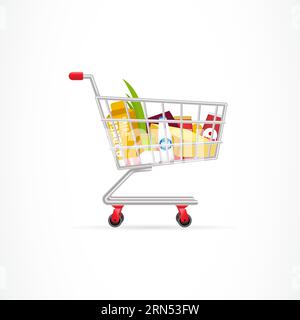 Warenkorb mit Produkten Stock Vektor
