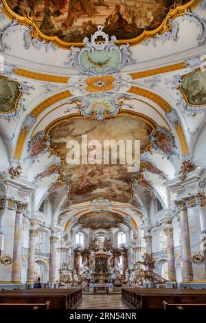 Innenraum der Wallfahrtskirche Basilika Vierzehnheiligen, Bad Staffelstein, Fränkische Schweiz, Oberfranken, Franken, Bayern, Deutschland Stockfoto