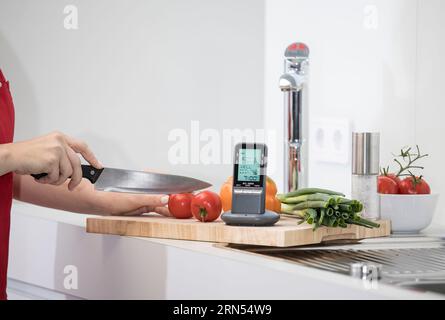 Repeater im/im Freien für digitales Grillthermometer, Grill, Grill in Küche/Kochumgebung Stockfoto