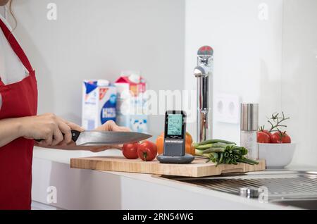 Repeater im/im Freien für digitales Grillthermometer, Grill, Grill in Küche/Kochumgebung Stockfoto