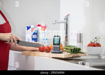 Repeater im/im Freien für digitales Grillthermometer, Grill, Grill in Küche/Kochumgebung Stockfoto