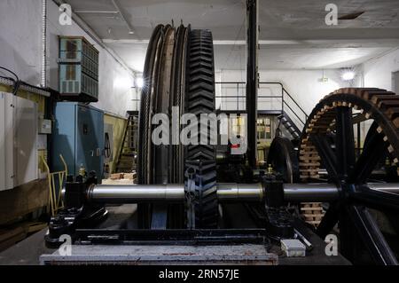 Maschinenraum, historische Standseilbahn von der Belle Epoque, Mont-Dore, Puy-de-Dome, Region Auvergne-Rhone-Alpes Stockfoto