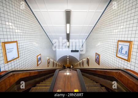 Sint Anna Tunnel, Voetganger Tunnel St Anna, St. Anna Fußgängertunnel, Antwerpen, Flandern, Belgien Stockfoto