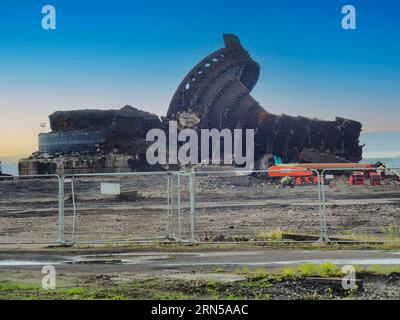 Die letzten Überreste des Redcar Hochofens während des Abrisses der Stahlwerke, um den Standort für Teesworks vorzubereiten, wo neue Industriearbeiten stattfinden werden Stockfoto