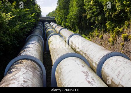 Das Pumpspeicherkraftwerk Niederwartha war eines der ersten Pumpspeicherkraftwerke, das in großem Maßstab realisiert wurde. Sie befindet sich im Stockfoto