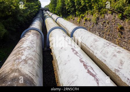 Das Pumpspeicherkraftwerk Niederwartha war eines der ersten Pumpspeicherkraftwerke, das in großem Maßstab realisiert wurde. Sie befindet sich im Stockfoto