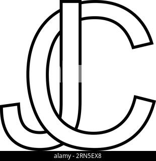 Logo Zeichen jc cj Symbol Zeichen Zeilensprungbuchstaben c j Stock Vektor