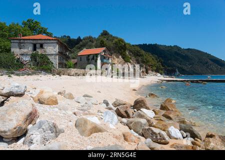 An der Grenze, Arsanas Chromnitsas, Mount Athos, orthodoxe klosterrepublik mit autonomem Status unter griechischer Souveränität, Athos-Halbinsel Stockfoto