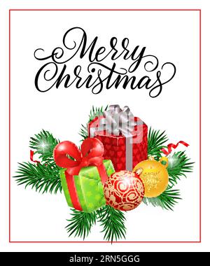 Frohe Weihnachten in rotem Rahmen Stock Vektor