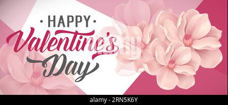 Valentinstag-Schriftzug mit Blüten Stock Vektor