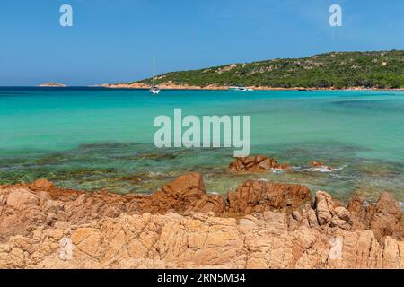 Strand Grande Pevero, Porto Cervo, Arzachena, Costa Smeralda, Sardinien, Italien, Porto Cervo, Sardinien, Italien Stockfoto