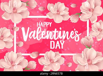 Valentinstag-Schriftzug mit Blüten Stock Vektor