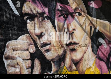 Hongkong – November 2019: Wandmalerei von Bruce Lee in Hongkong Stockfoto