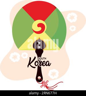 Isolierter südkoreanischer Handventilator Vector Stock Vektor