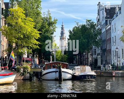 Amsterdam, Niederlande. August 26, 2023. Die Amstel in Amsterdam. Hochwertige Fotos Stockfoto