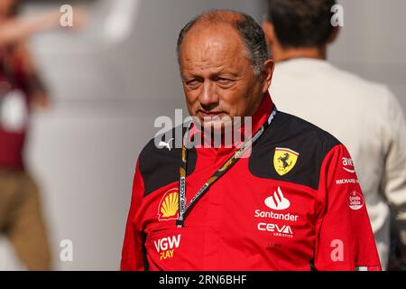 Monza, Italien. August 2023 31. Frederic Vasseur, Teamchef, Scuderia Ferrari F1-Team während Gran Premio d'Italia, Formel-1-Meisterschaft in Monza, Italien, August 31 2023 Credit: Independent Photo Agency/Alamy Live News Stockfoto