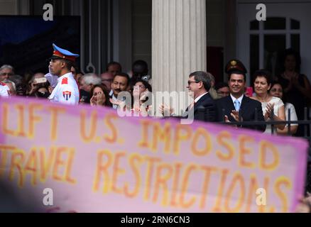 (150720)-- WASHINGTON D.C., 20. Juli 2015-- der kubanische Außenminister Bruno Rodriguez (Front, 3., rechts) nimmt an der Eröffnungszeremonie der kubanischen Botschaft in Washington DC, USA, 20. Juli 2015 Teil. )(azp) US-KUBA-BOTSCHAFT-ERÖFFNUNGSZEREMONIE YinxBogu PUBLICATIONxNOTxINxCHN 150720 Washington D C 20. Juli 2015 kubanische Außenminister Bruno Rodriguez Front 3. Rechts nimmt an der Eröffnungszeremonie der Botschaft Kubas in Washington DC Teil die Vereinigten Staaten 20. Juli 2015 EGP Eröffnungszeremonie der Botschaft Kubas YinxBogu PUNOBLATINxCHXN Stockfoto