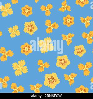 Wunderschönes nahtloses Blumenmuster mit gelben Blumen. Wildblumen perfektes Muster Stock Vektor