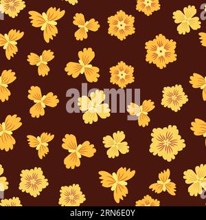 Wunderschönes nahtloses Blumenmuster mit gelben Blumen. Wildblumen perfektes Muster Stock Vektor