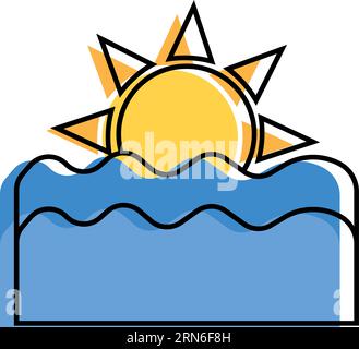 Isolierte farbige Skizze eines Sonnenuntergangssymbols Vektor Stock Vektor