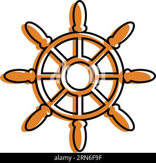 Isolierte farbige Skizze eines Schiffrudersymbols Vektor Stock Vektor