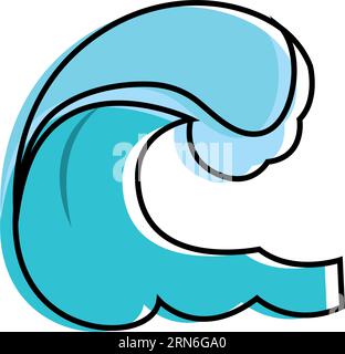 Isolierte farbige Skizze eines Meereswellen-Symbols Vektor Stock Vektor