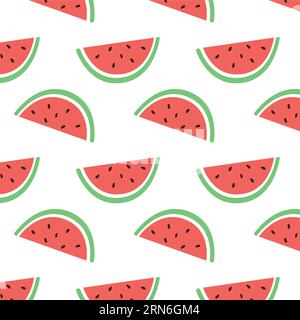 Wassermelonen-Schnittmuster. Wassermelonen-Vektor-Illustration. Frisches Muster Aus Sommerfrüchten. Süßes Sommermuster. Wassermelonen-Vektor-Hintergrund Stock Vektor